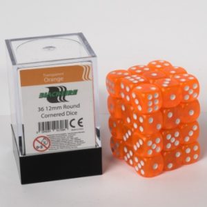 D6 Dice Set 12mm - Transparent Orange